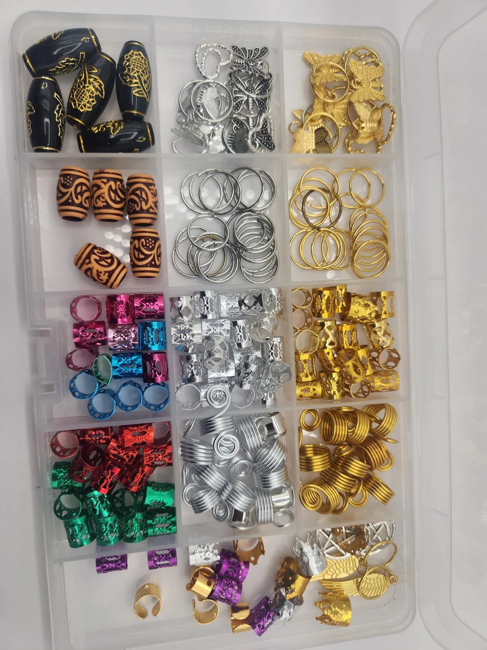 Ultimate Hair Braiding Jewelry Kit - Beads, Cuffs, Rings & Charms in Organizer